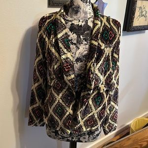 Chaser Velvet Blazer Jacket Cover Up Lightweight Tags M NWT Diamond Floral Print